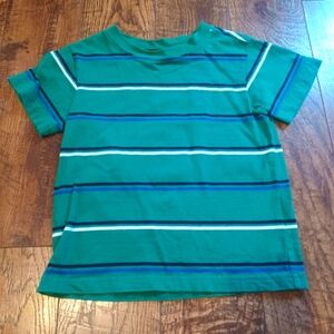 Wonderkids Striped Short Sleeve Shirt Green Blue White Boy Sz 3T